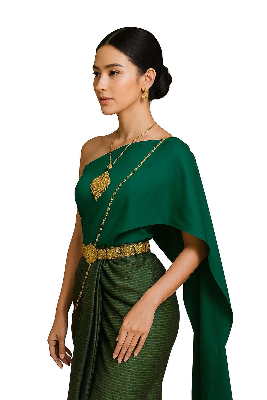 Elegant Silk Green Outfit