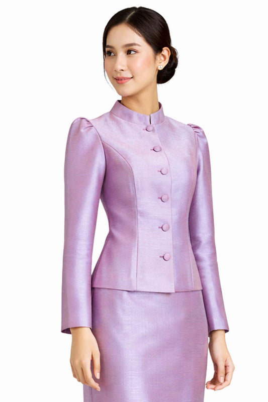 Ladies Taro Elegant Thai Silk 2 Piece Outfit - Fitted Blouse & Skirt Formal Wedding Attire