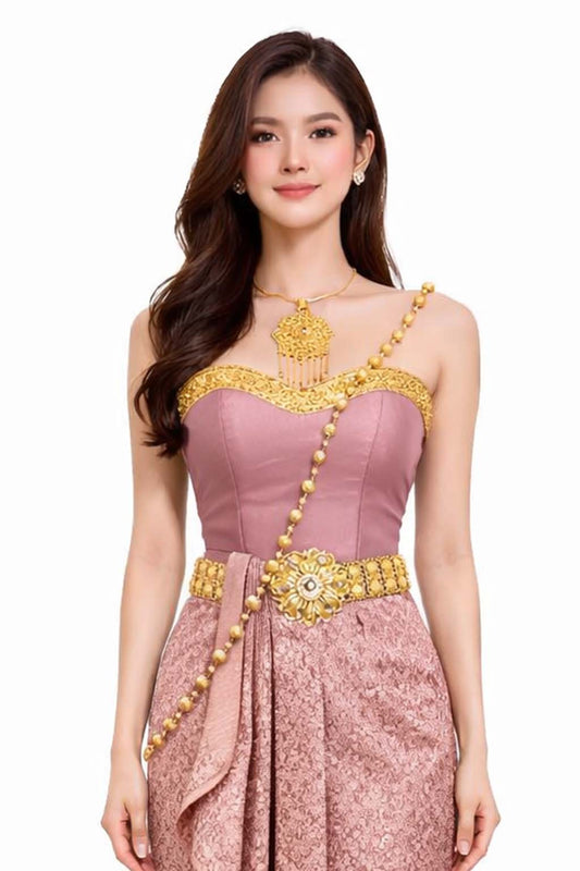 Thai Silk Wedding Dress – Lotus Pink Modern Thai Formal Outfit | Siam Regal