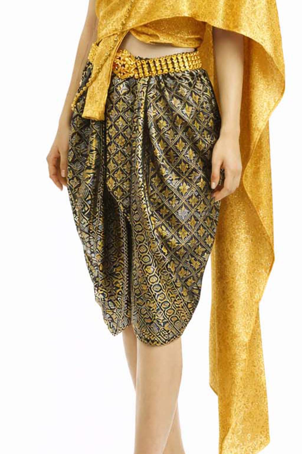 Ladies Thai Traditional Dress - Wedding Attire Formal Outfit Gold