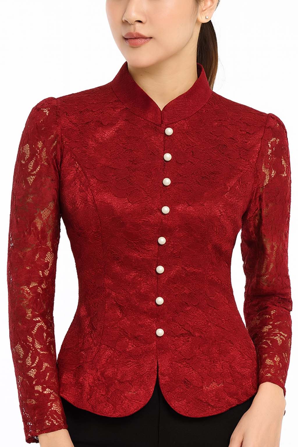 Ladies Thai Silk Blouse Maroon
