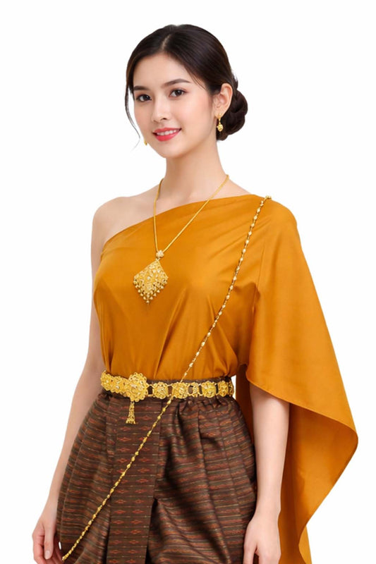 Ladies Thai Traditional 2 Piece Dress Set - Sarong Pants + Shawl Wedding Formal Attire