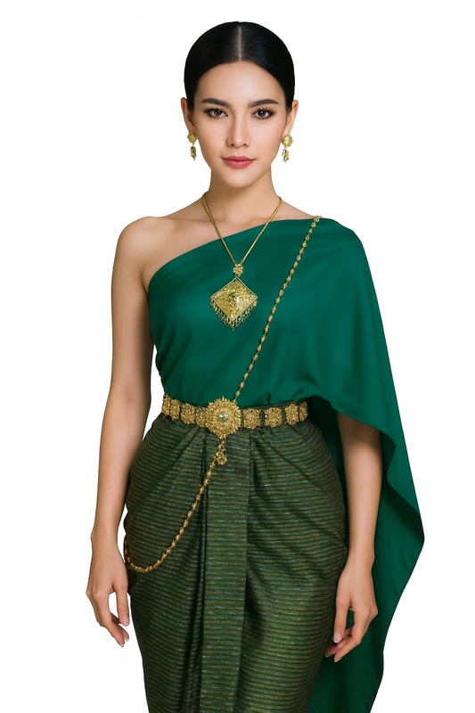 Elegant Silk Green Outfit