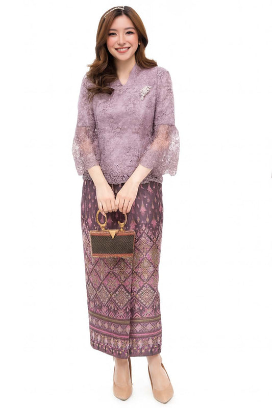 Ladies Luxury Thai Dress 2 Piece Set - Women's Formal Wedding Guest Attire Outfit