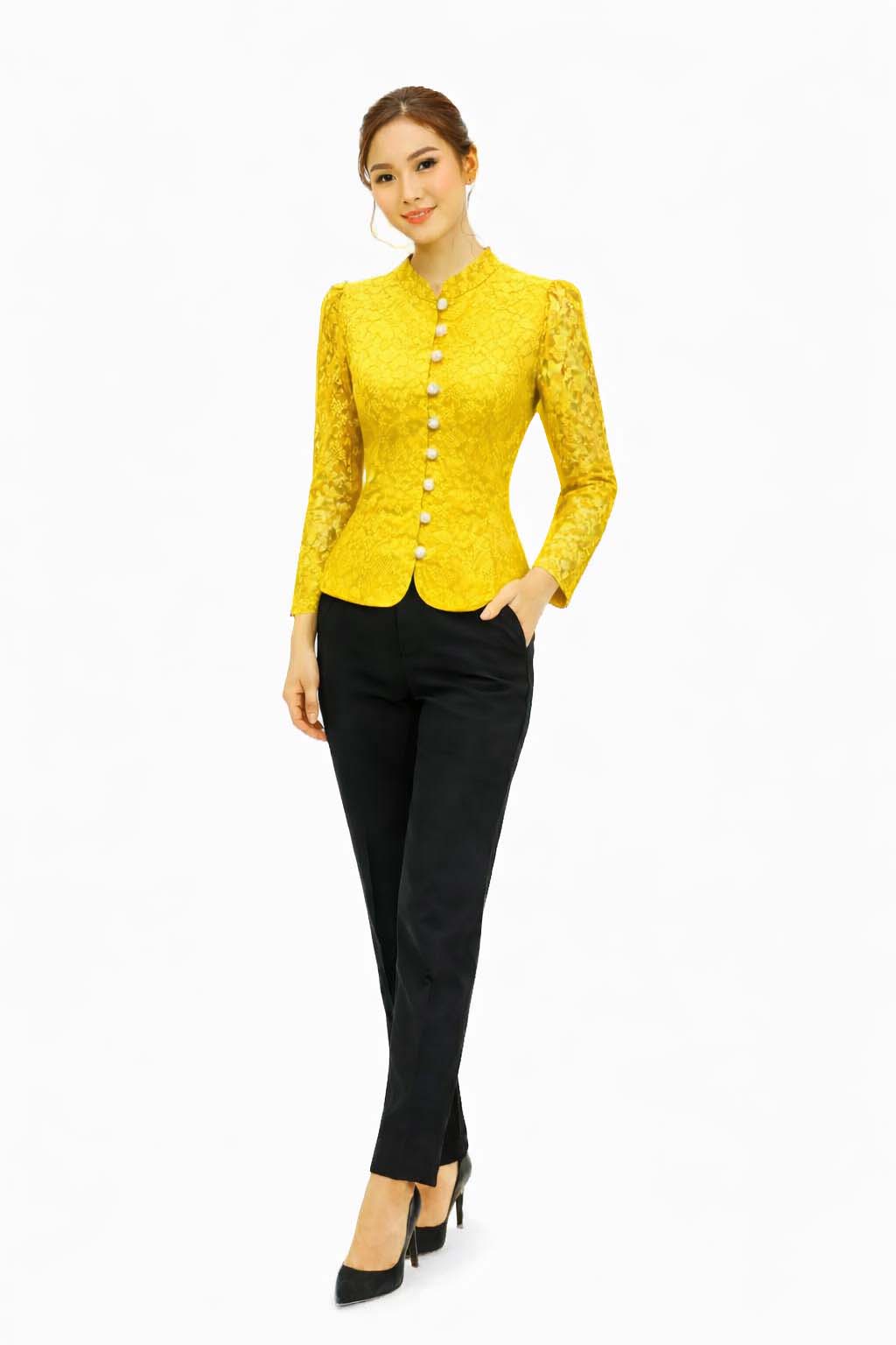 Ladies Thai Silk Lace Blouse – Authentic Traditional Thai Shirt for Weddings & Formal Occasions Siam Regal 🇹🇭