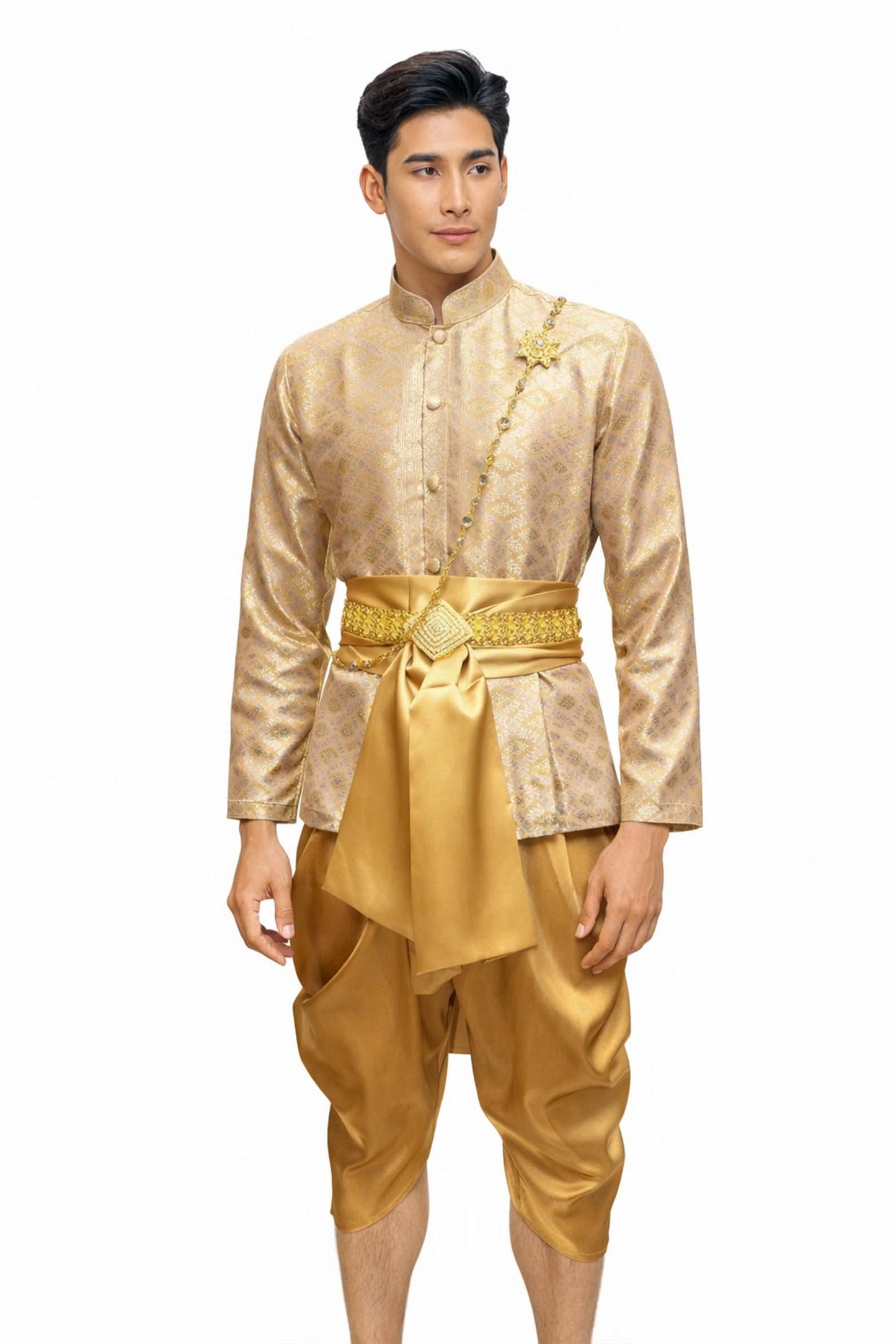 Thai Wedding Outfit For Men "Chut Thai" Gold Silk Attire Traditional Formal Wear | Siam Regal