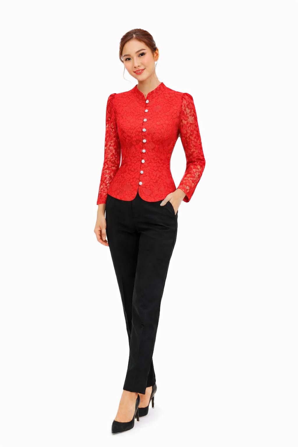 Ladies Thai Silk Lace Blouse – Authentic Traditional Thai Shirt for Weddings & Formal Occasions Siam Regal 🇹🇭