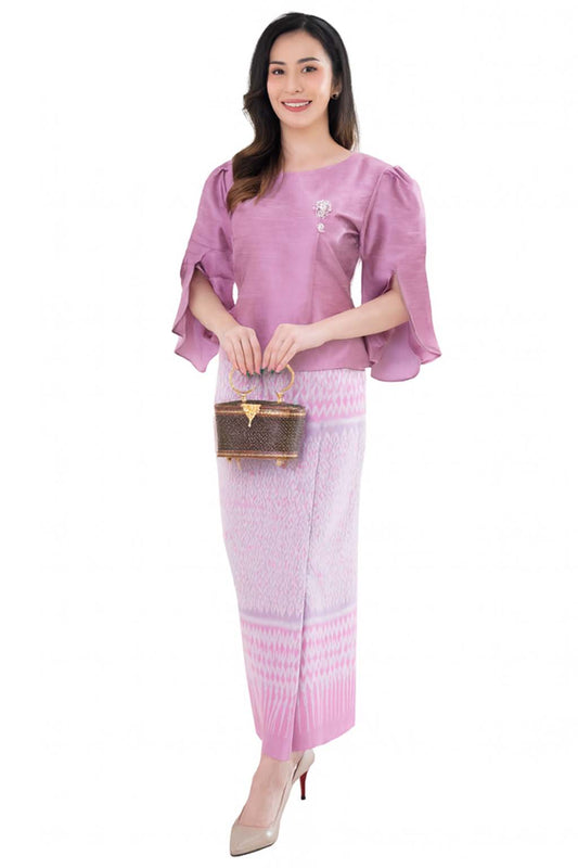 Ladies Luxury Thai Dress 2 Piece Set - Women's Formal Wedding Guest Attire Outfit