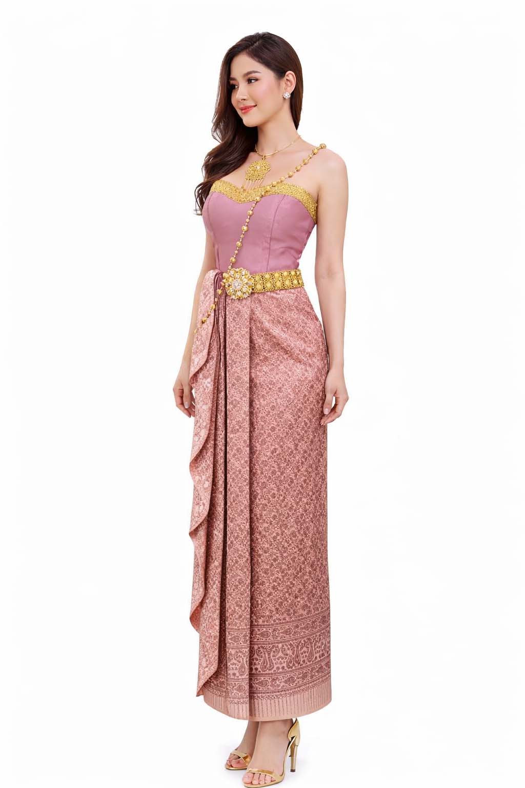 Thai Silk Wedding Dress – Lotus Pink Modern Thai Formal Outfit | Siam Regal 
