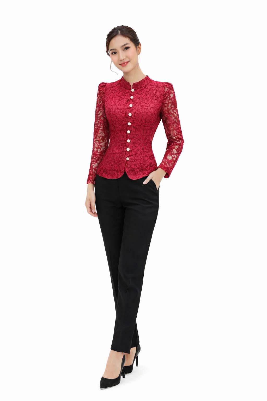 Ladies Thai Silk Lace Blouse – Authentic Traditional Thai Shirt for Weddings & Formal Occasions Siam Regal 🇹🇭