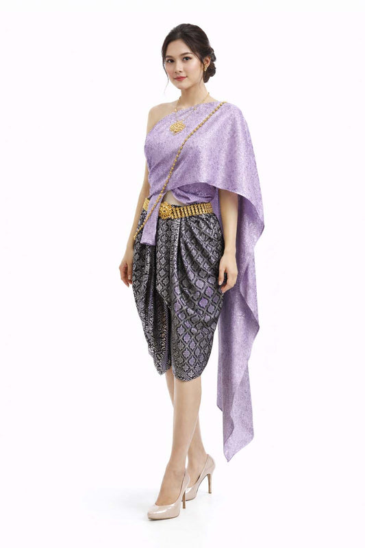 Ladies Thai Traditional Dress - Wedding Attire Formal Outfit Purple