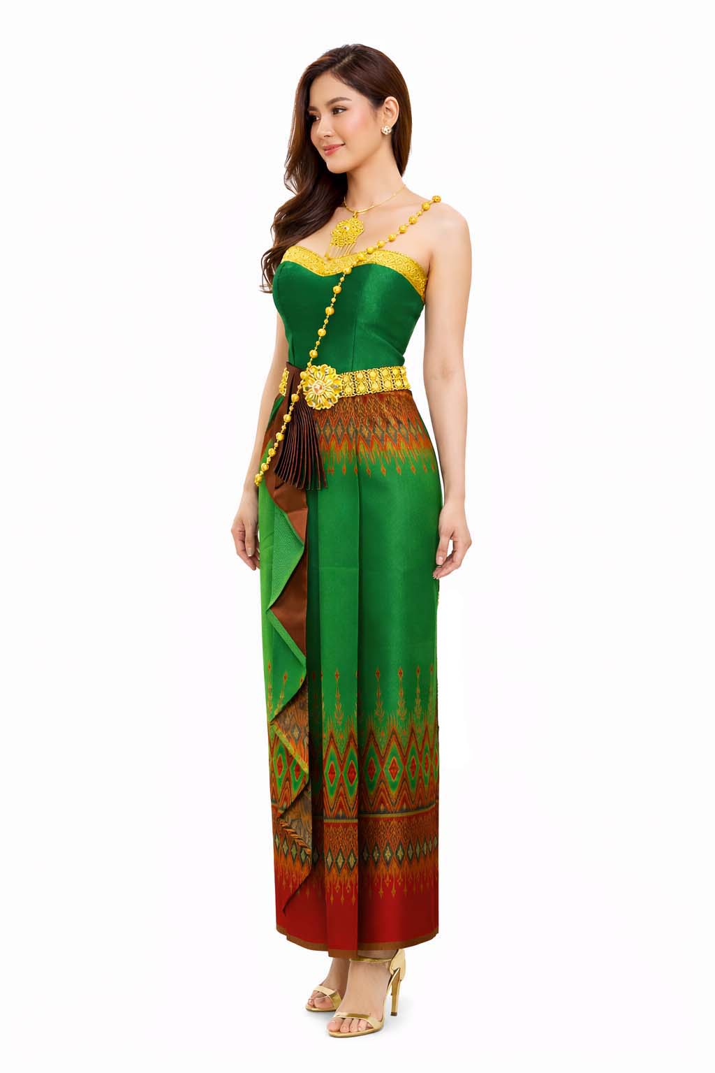 Thai Silk Wedding Dress – Green Modern Thai Formal Outfit | Siam Regal 
