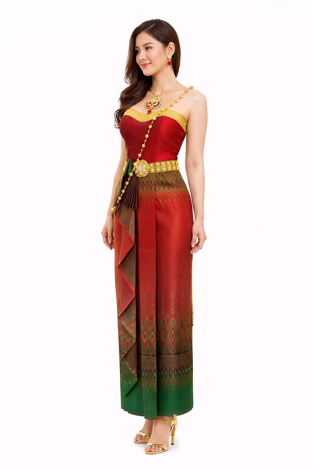 Thai Silk Wedding Dress – Red Modern Thai Formal Outfit | Siam Regal 