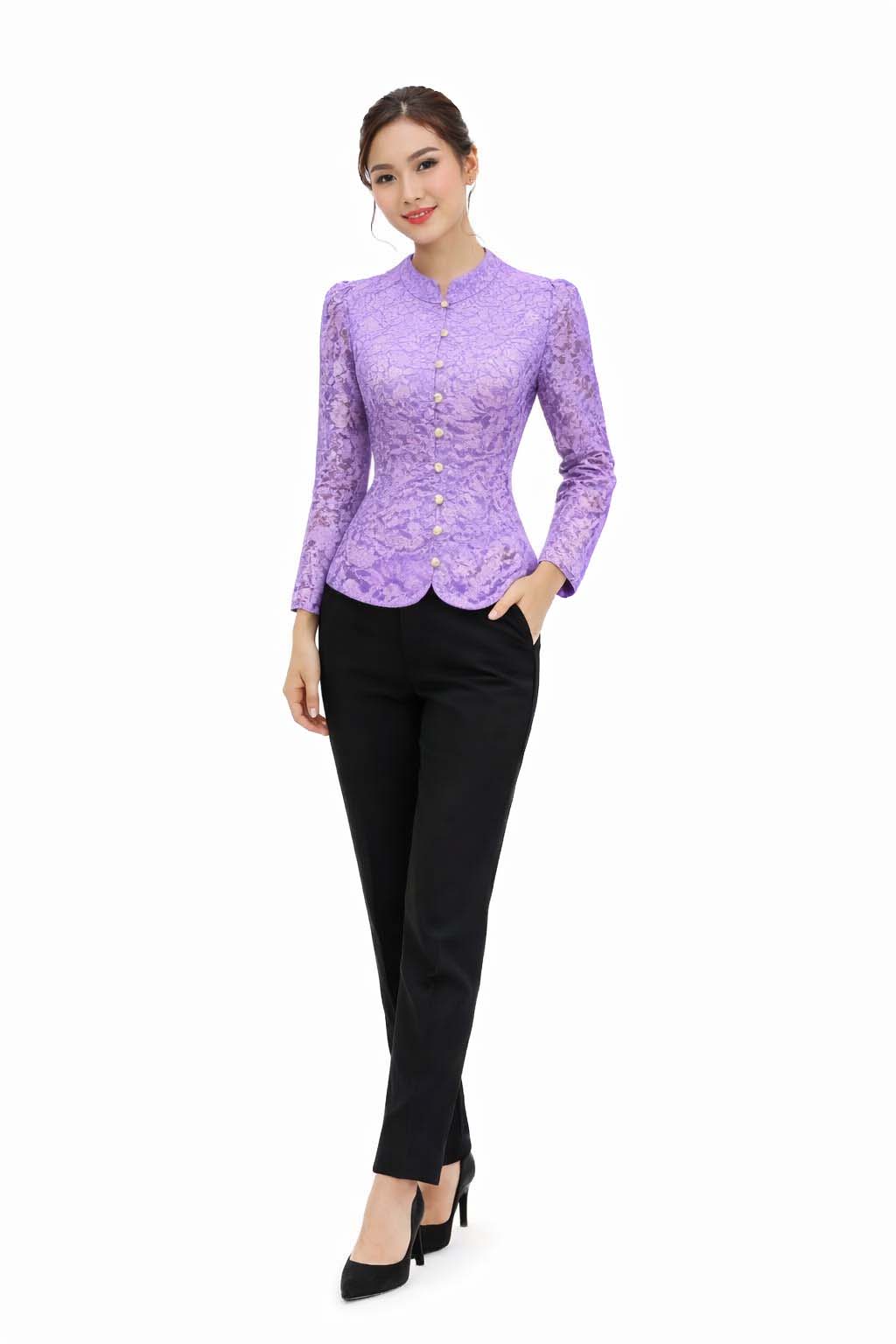 Ladies Thai Silk Lace Blouse – Authentic Traditional Thai Shirt for Weddings & Formal Occasions Siam Regal 🇹🇭