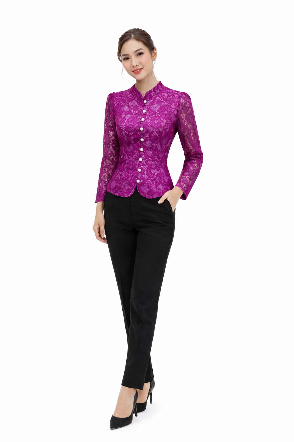 Ladies Thai Silk Lace Blouse – Authentic Traditional Thai Shirt for Weddings & Formal Occasions Siam Regal 🇹🇭