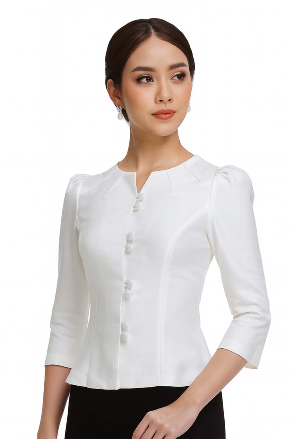 Siam Regal's Ladies Thai Silk Blouse Double Button Closure