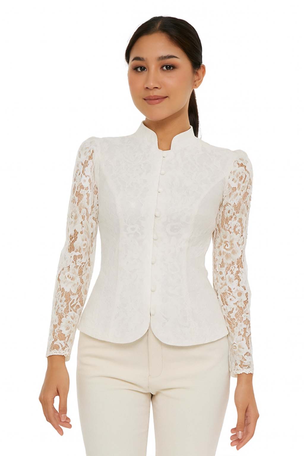 Ladies Thai Silk Blouse White