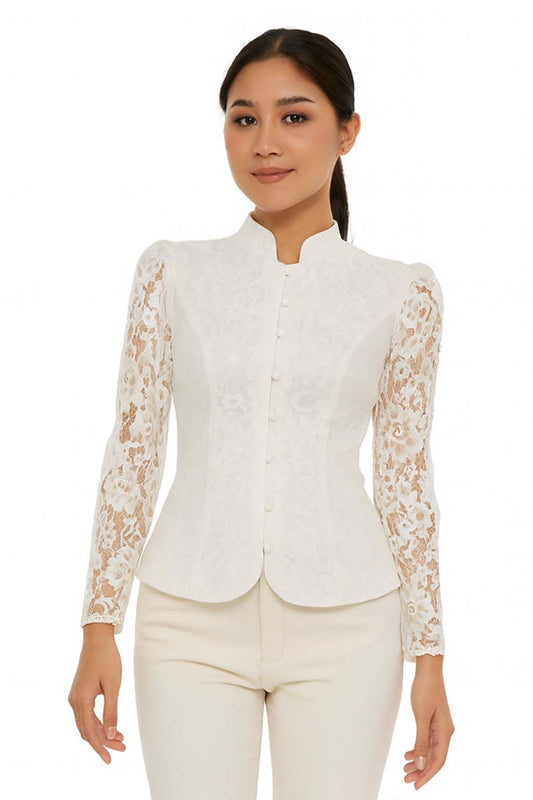 Ladies Thai Silk Blouse White
