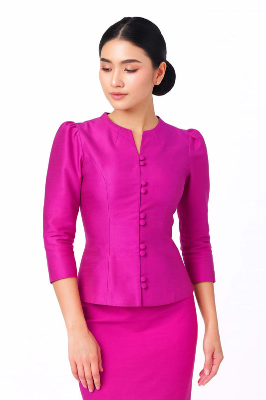 Siam Regal's Ladies Thai Silk Blouse Double Button Closure