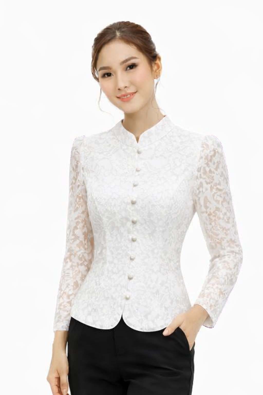 Ladies Thai Silk Lace Blouse – Authentic Traditional Thai Shirt for Weddings & Formal Occasions Siam Regal 🇹🇭