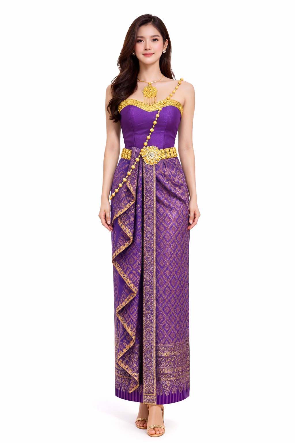 Thai Silk Wedding Dress – Purple Modern Thai Formal Outfit | Siam Regal