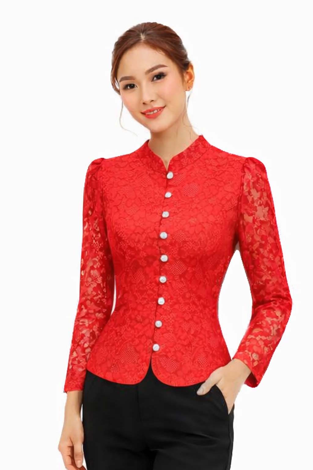 Ladies Thai Silk Lace Blouse – Authentic Traditional Thai Shirt for Weddings & Formal Occasions Siam Regal 🇹🇭