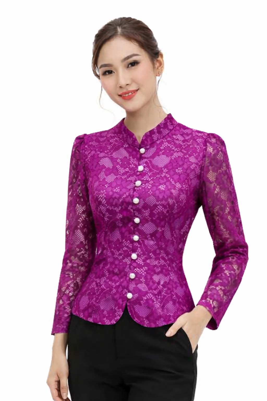 Ladies Thai Silk Lace Blouse – Authentic Traditional Thai Shirt for Weddings & Formal Occasions Siam Regal 🇹🇭