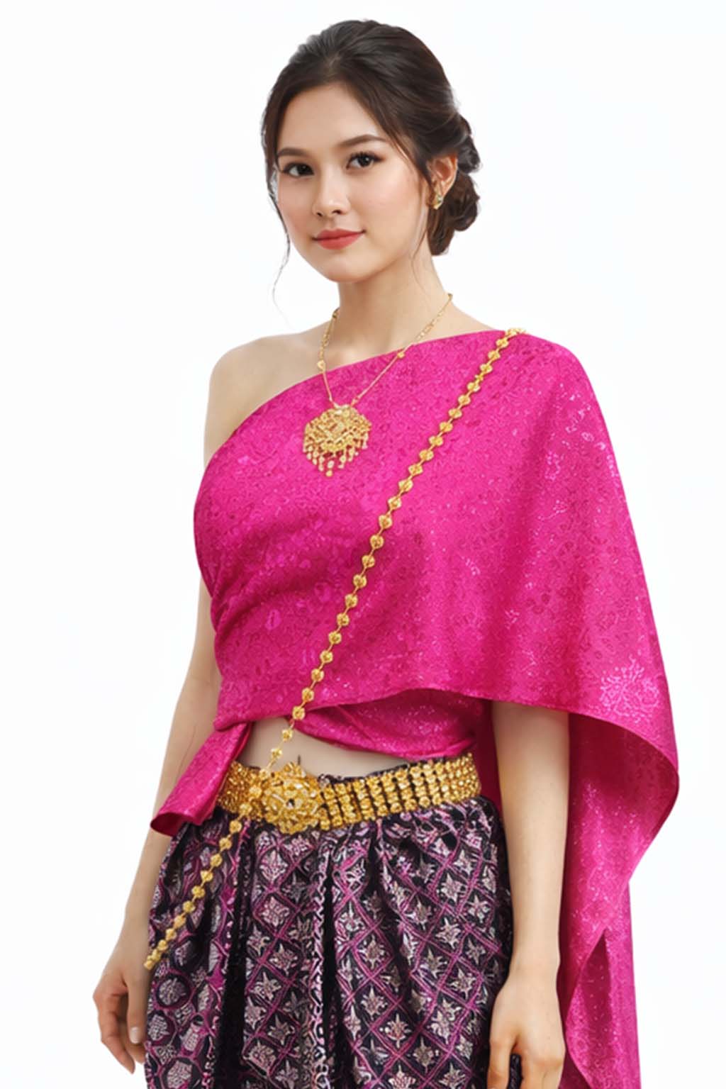 Ladies Thai Traditional Dress - Wedding Attire Formal Outfit Primrose