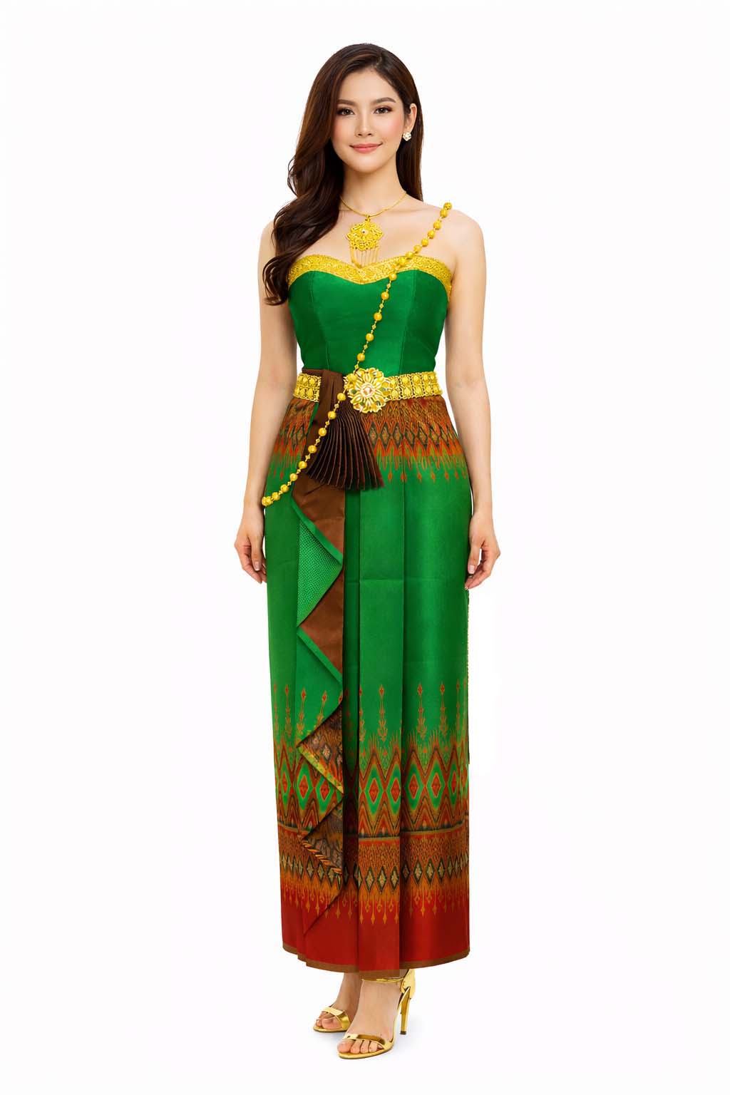 Thai Silk Wedding Dress – Green Modern Thai Formal Outfit | Siam Regal