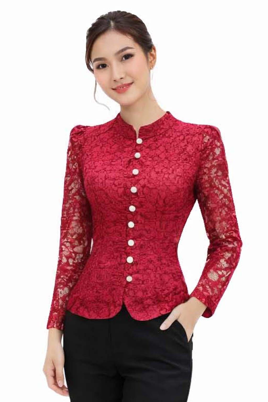Ladies Thai Silk Lace Blouse – Authentic Traditional Thai Shirt for Weddings & Formal Occasions Siam Regal 🇹🇭