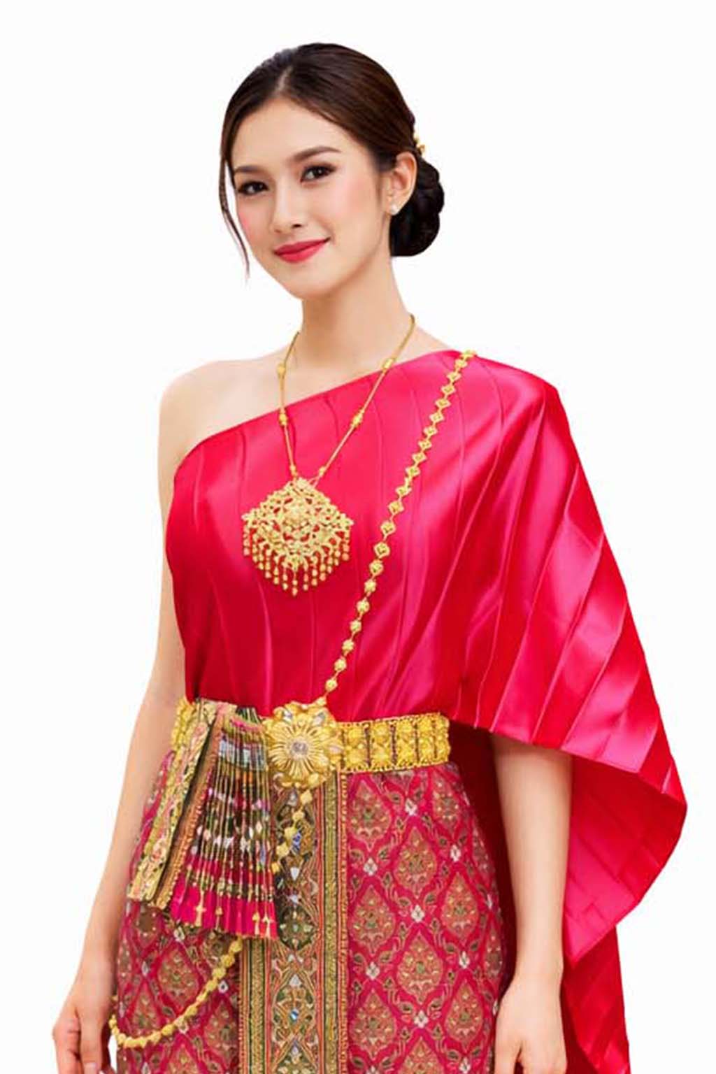 Ladies Primrose Traditional Thai Outfit - 2 Piece Dress Set Sarong & Sash Wedding Formal Attire