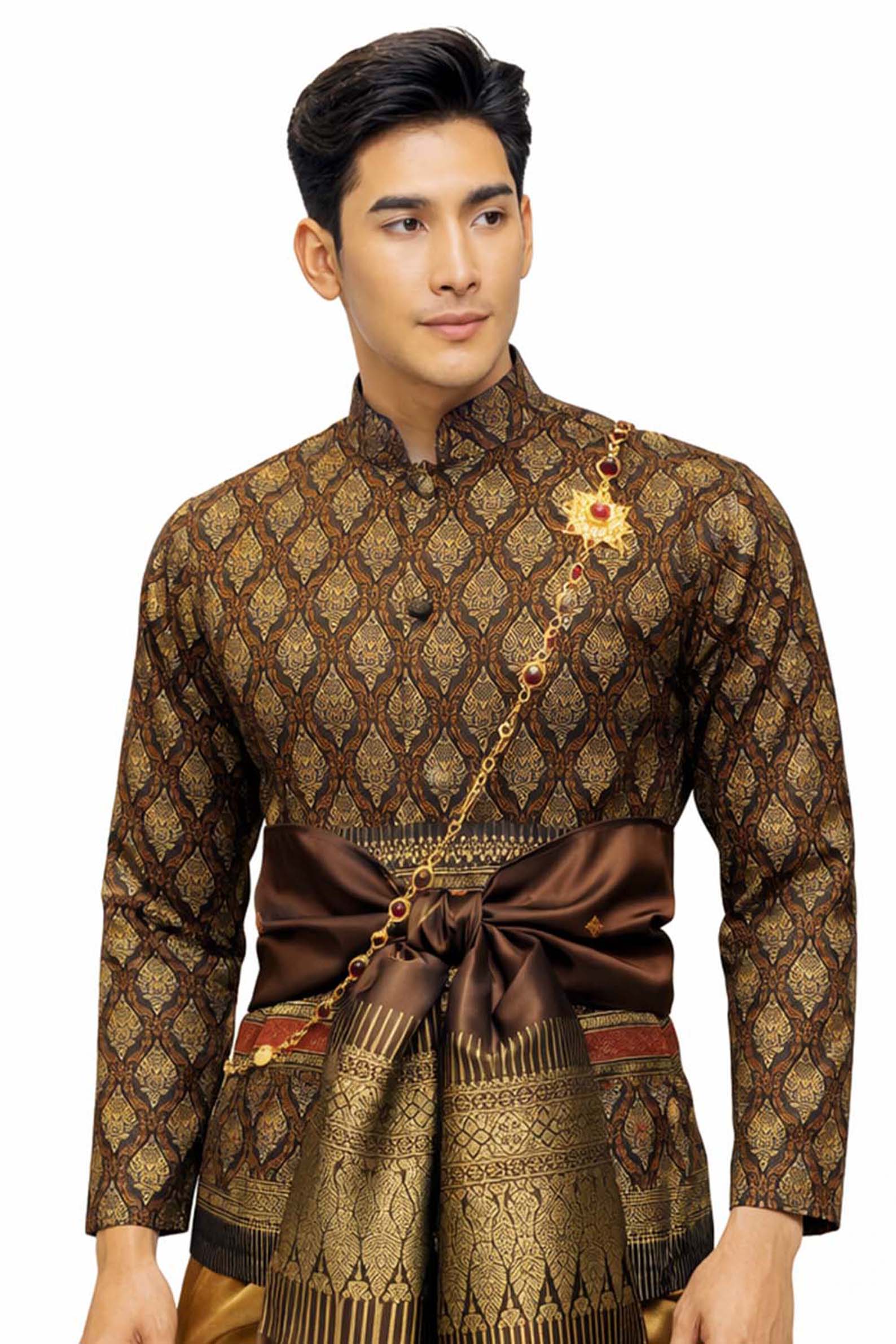 Thai Wedding Outfit For Men "Chut Thai" Gold Silk Attire Traditional Formal Wear | Siam Regal