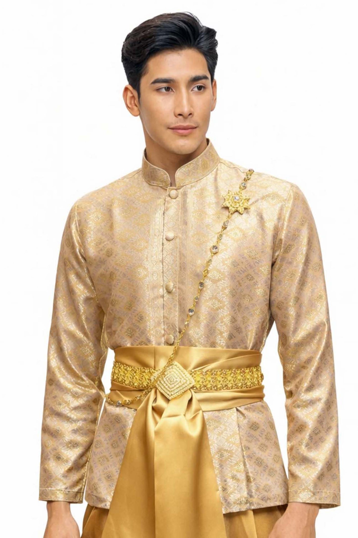 Thai Wedding Outfit For Men "Chut Thai" Gold Silk Attire Traditional Formal Wear | Siam Regal