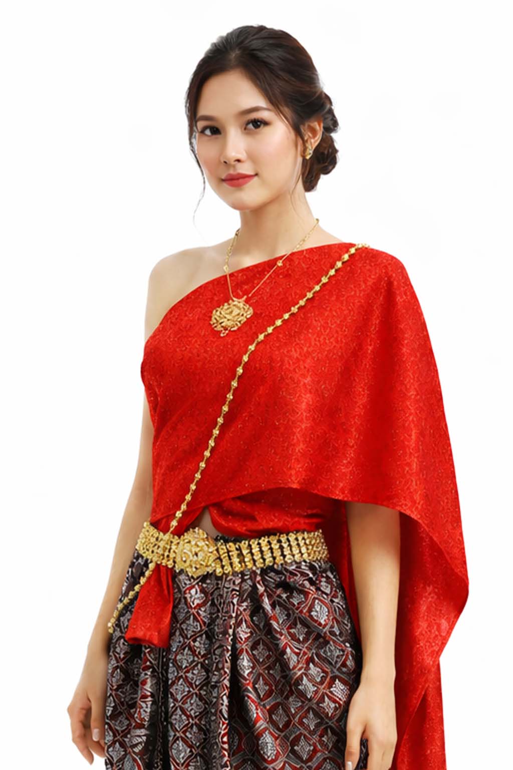 Ladies Thai Traditional Dress - Wedding Attire Formal Outfit Red