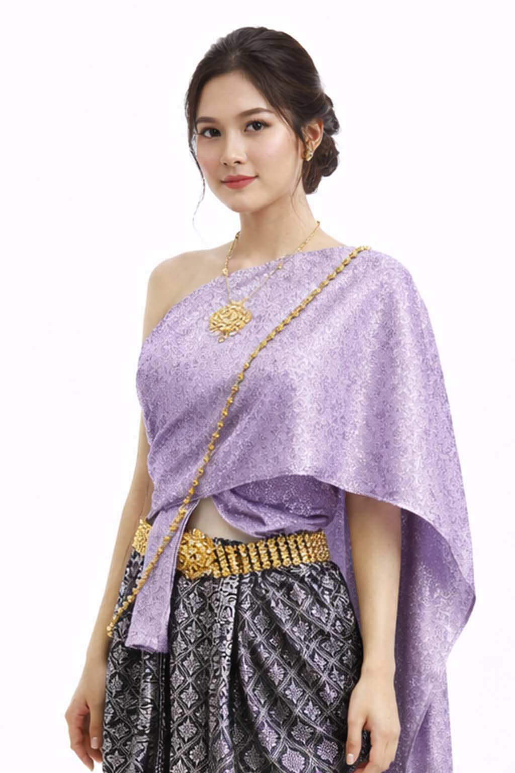 Ladies Thai Traditional Dress - Wedding Attire Formal Outfit Purple