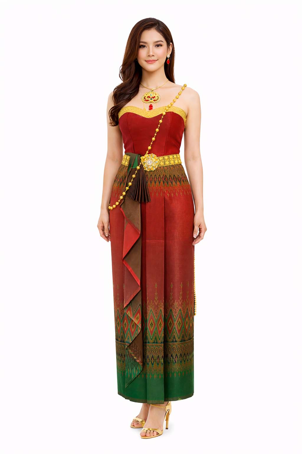 Thai Silk Wedding Dress – Red Modern Thai Formal Outfit | Siam Regal