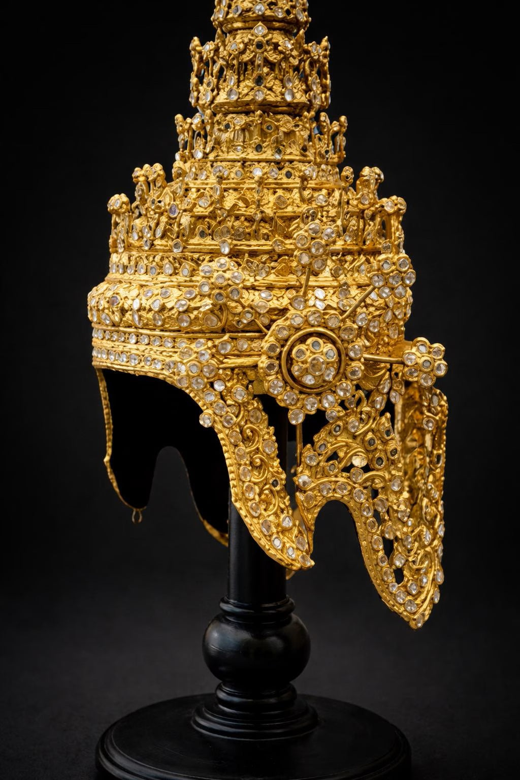Thai Ornate Headdress: King & Queen Traditional Gold Antique Crown, Wedding Cultural Dance