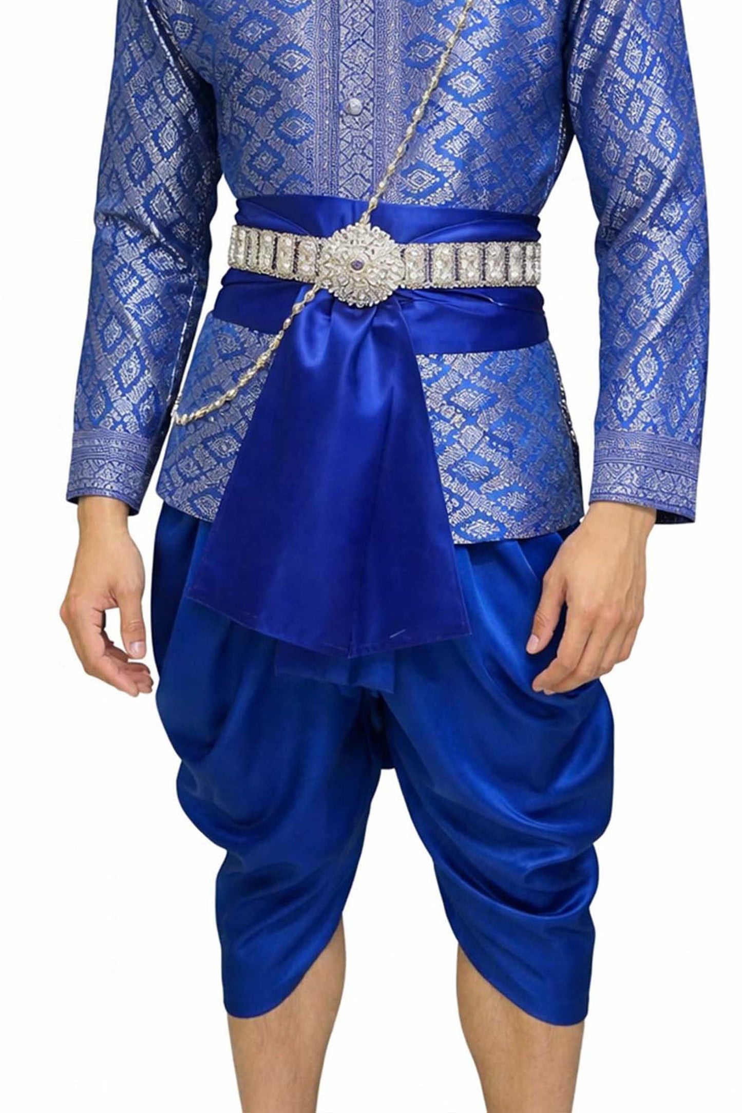 Thai Wedding Outfit For Men "Chut Thai" Blue Silk Attire Traditional Formal Wear | Siam Regal