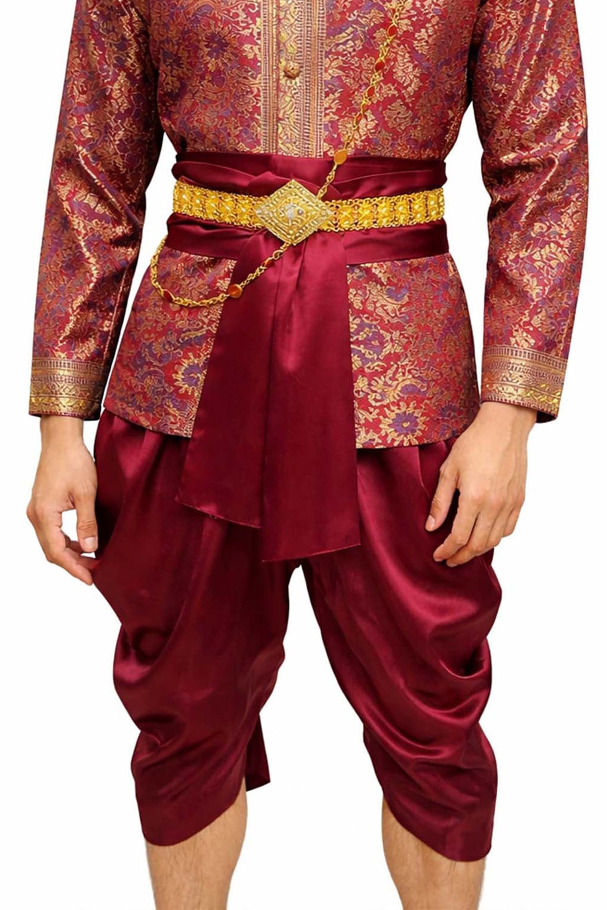 Men’s Traditional Thai Outfit – Maroon Red 3 Piece Silk Wedding Set | Siam Regal 🇹🇭