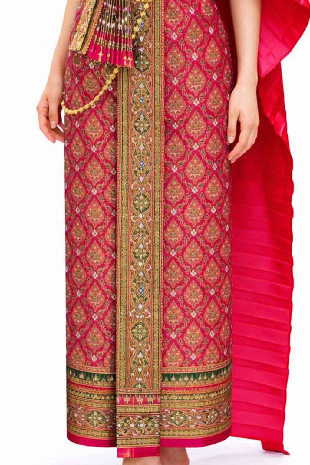 Ladies Primrose Traditional Thai Outfit - 2 Piece Dress Set Sarong & Sash Wedding Formal Attire