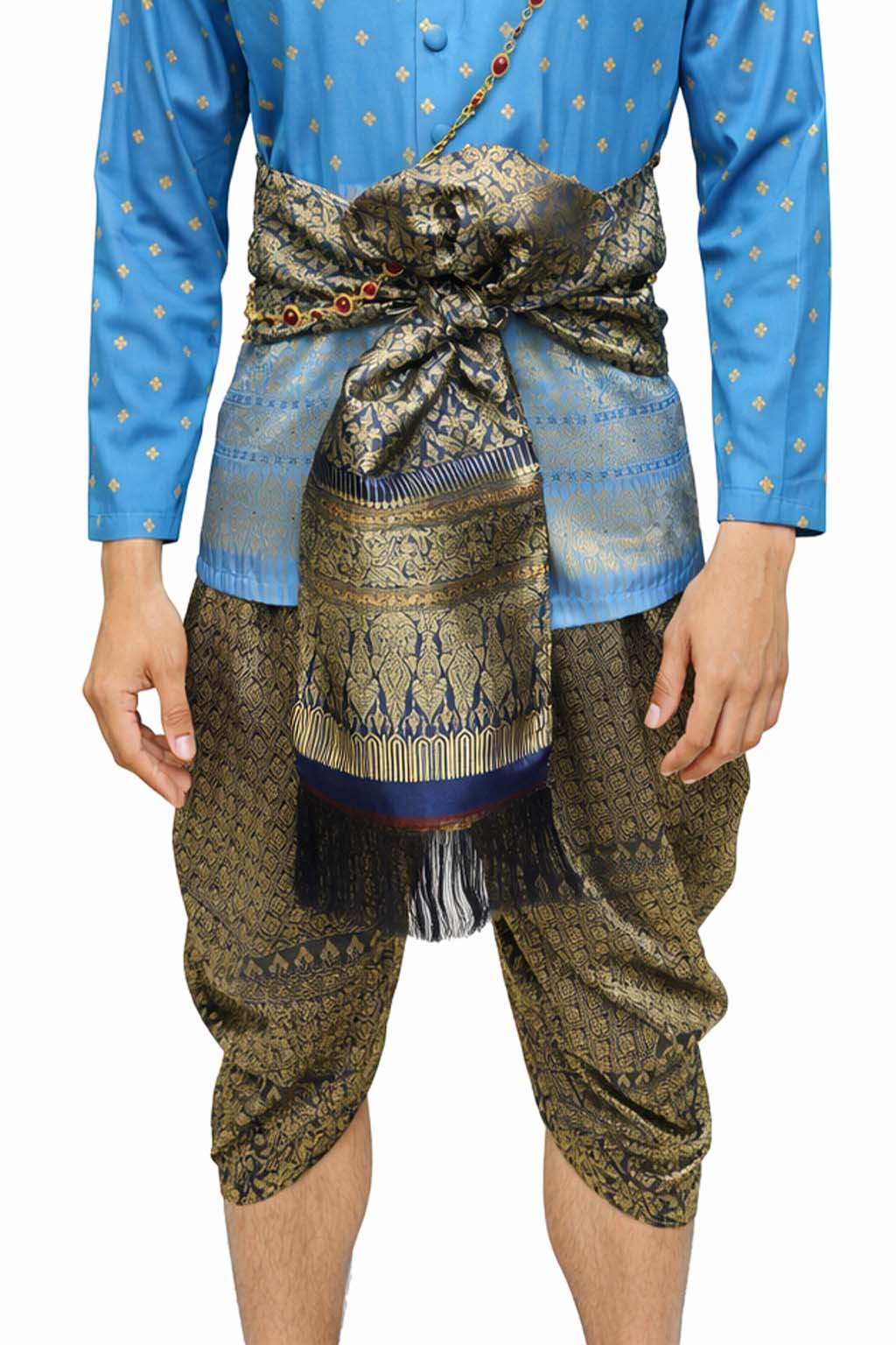 Thai Wedding Outfit For Men "Chut Thai" Sky Blue Silk Attire Traditional Formal Wear | Siam Regal
