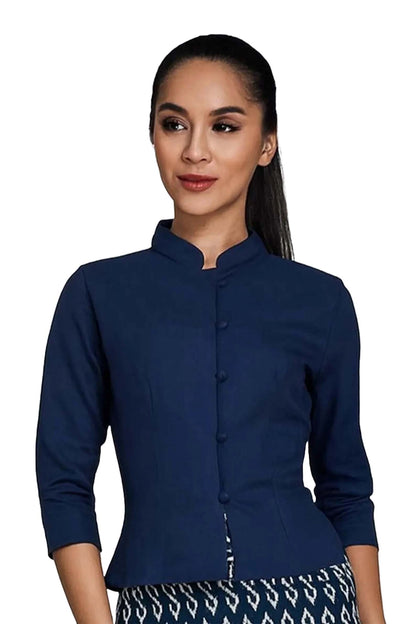 Blue Traditional Thai Dress for Women Thai cotton outfit  Authentic Thailand Formal Outfit Thai Wedding Dress Traditional Siam Clothing Asian Cultural Costume –Temple Ceremony Outfit  Ladies Thai Formal Wear Siam Regal