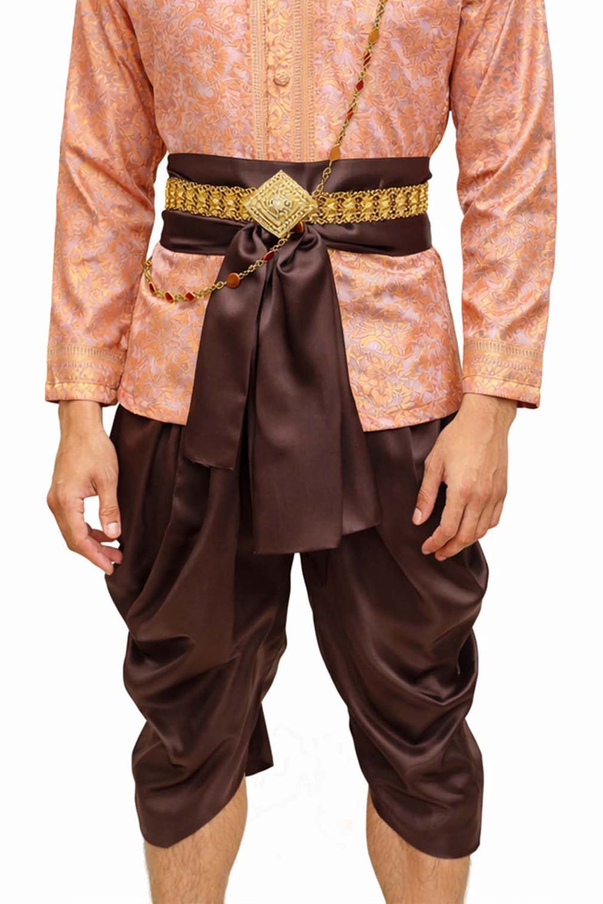 Men’s Traditional Thai Outfit – Pink & Brown 3 Piece Silk Wedding Set | Siam Regal 🇹🇭