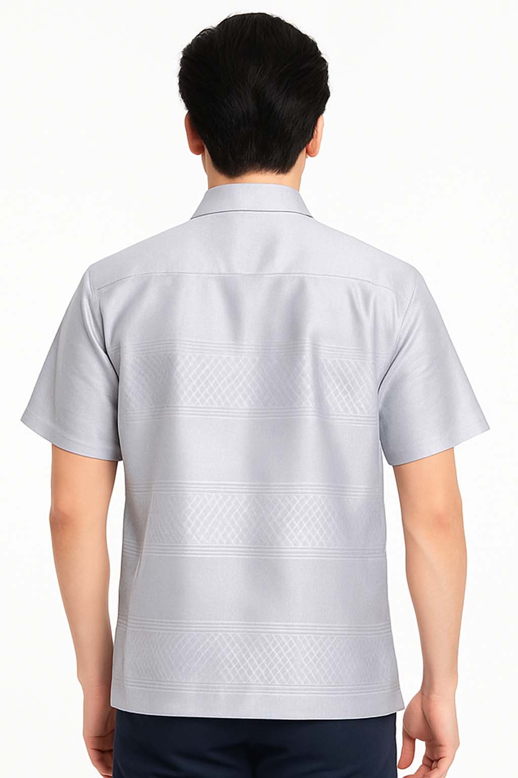 Siam Regal's Men's Ancient Silver Silk Shirt Short Sleeve