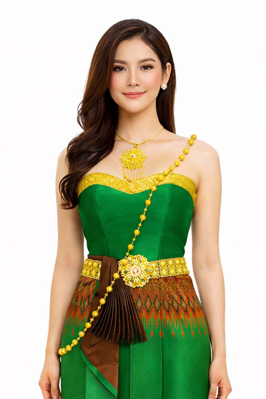 Thai Silk Wedding Dress – Green Modern Thai Formal Outfit | Siam Regal