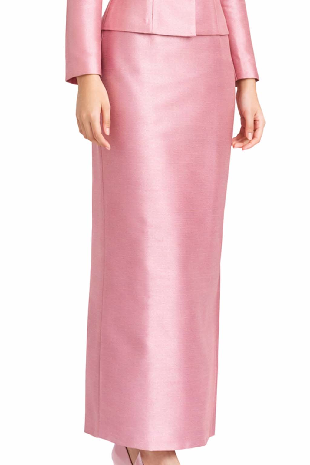 Ladies Nude Pink Elegant Thai Silk 2 Piece Outfit - Fitted Blouse & Skirt Formal Wedding Attire