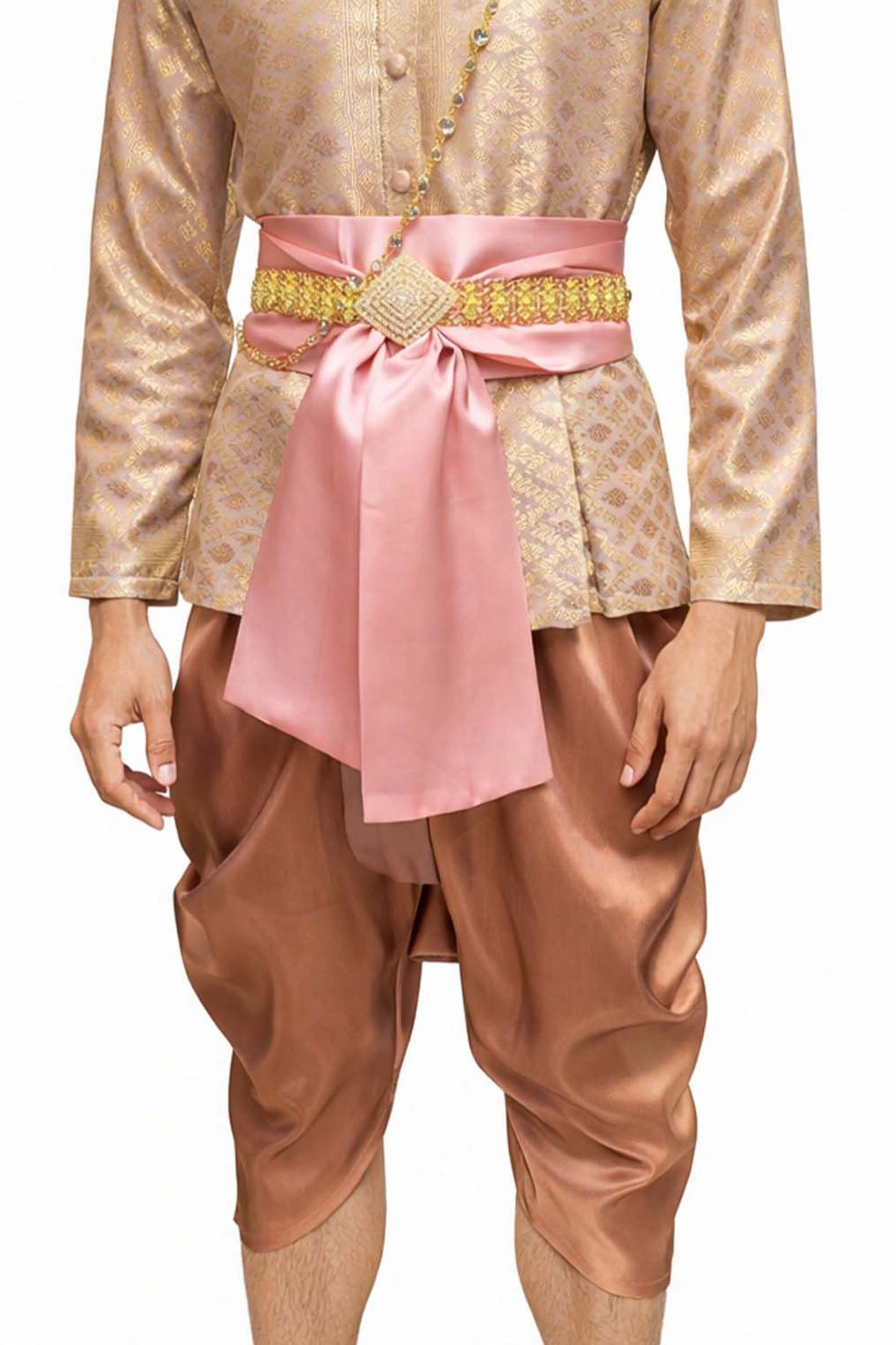 Thai Wedding Outfit For Men "Chut Thai" Rose Silk Attire Traditional Formal Wear | Siam Regal