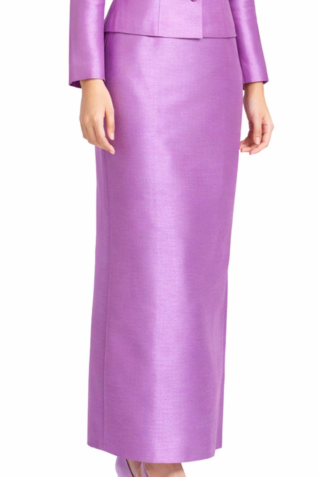 Ladies Light Purple Elegant Thai Silk 2 Piece Outfit - Fitted Blouse & Skirt Formal Wedding Attire