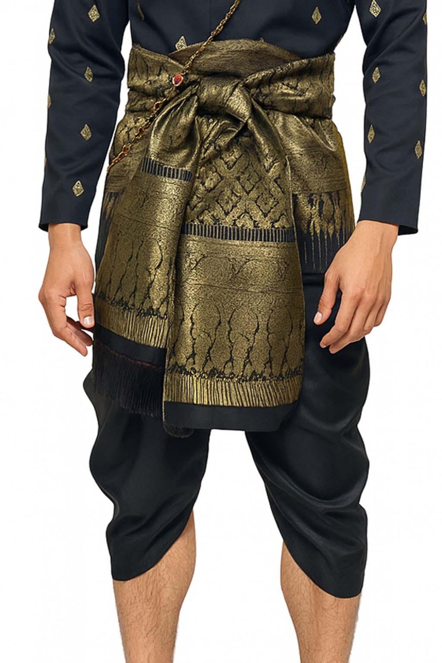 Thai Wedding Outfit For Men "Chut Thai" Black Silk Attire Traditional Formal Wear | Siam Regal
