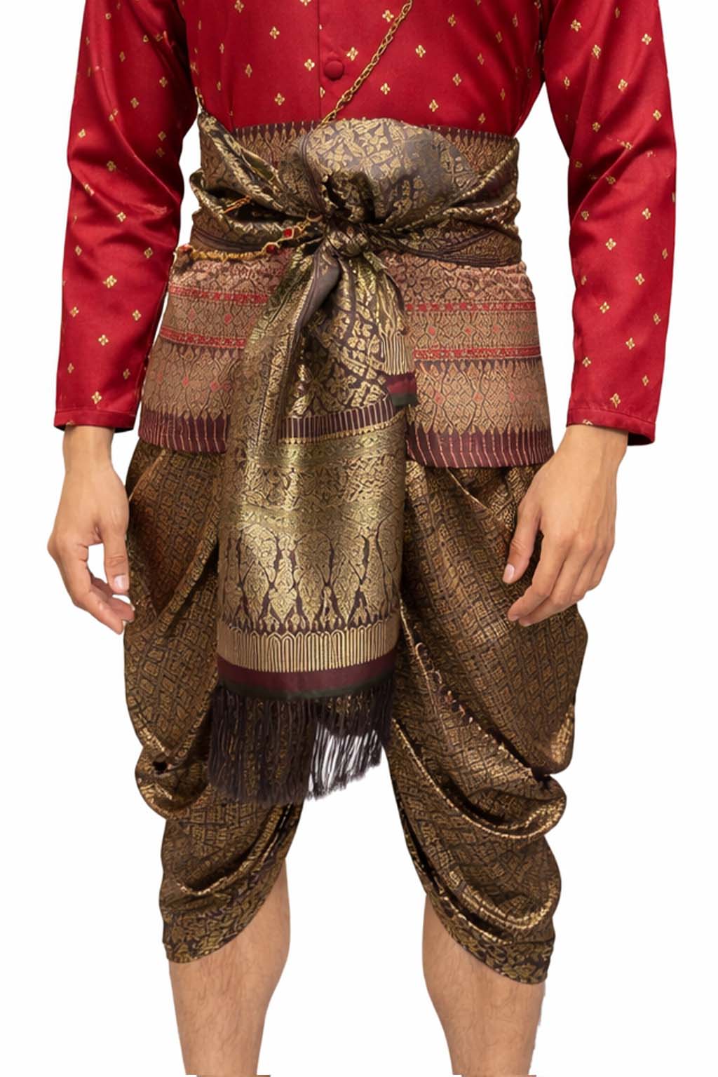 Thai Wedding Outfit For Men "Chut Thai" Red Silk Attire Traditional Formal Wear | Siam Regal